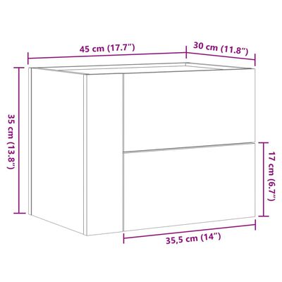 vidaXL Table de chevet murale blanc 45x30x35 cm