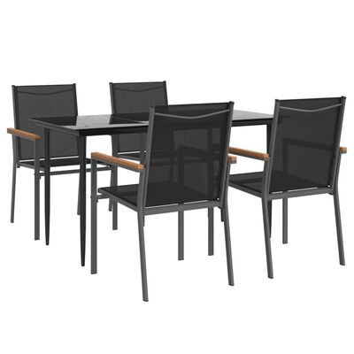 vidaXL Ensemble à manger de jardin 5 pcs noir textilène et acier