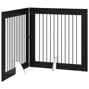 vidaXL Porte de chien pliable avec supports 2 pcs Ch&ecirc;ne noir 200,5 cm