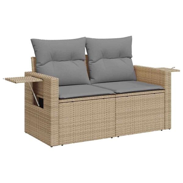 vidaXL Salon de jardin 11 pcs avec coussins beige r&eacute;sine tress&eacute;e