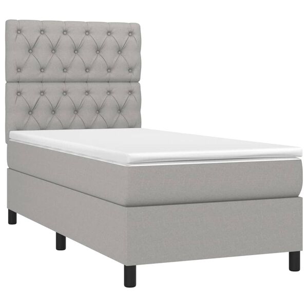 vidaXL Sommier &agrave; lattes de lit avec matelas Gris clair 80x200 cm Tissu