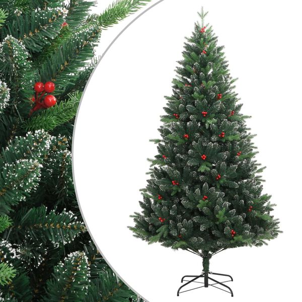 vidaXL Sapin de No&euml;l artificiel &agrave; charni&egrave;res avec baies rouges 150 cm