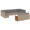 vidaXL Salon de jardin avec coussins 13 pcs beige r&eacute;sine tress&eacute;e