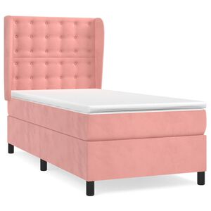 vidaXL Sommier &agrave; lattes de lit avec matelas Rose 90x190 cm Velours
