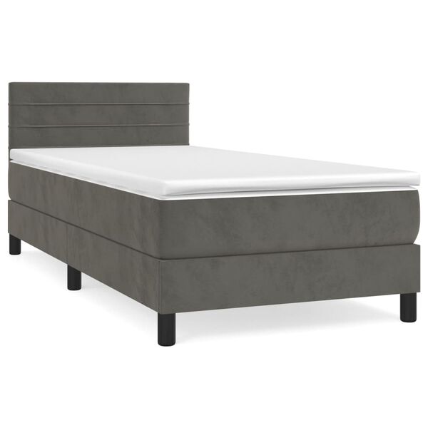 vidaXL Sommier &agrave; lattes de lit avec matelas Gris fonc&eacute; 100x200 cm
