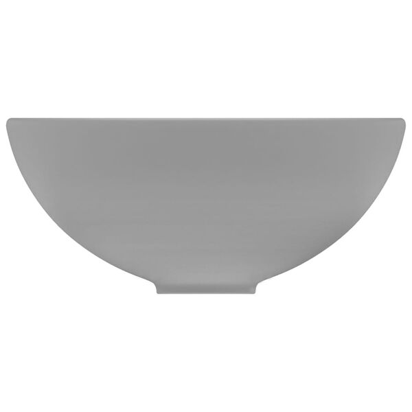 vidaXL Lavabo rond de luxe de salle Gris clair mat 32,5x14cm C&eacute;ramique