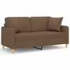 vidaXL Canap&eacute; 2 places avec oreillers d&eacute;coratifs marron 140 cm tissu