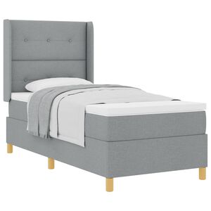 vidaXL Lit &agrave; ressorts avec matelas Gris clair 80 x 200 cm tissu