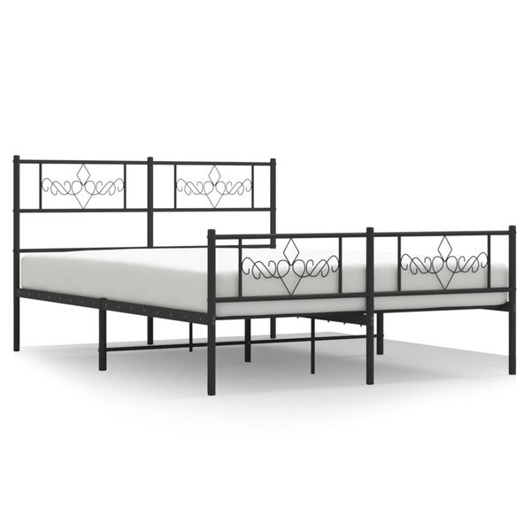 vidaXL Cadre de lit m&eacute;tal sans matelas avec pied de lit noir 120x190cm