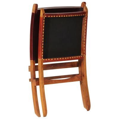 vidaXL Chaise de relaxation pliable cuir véritable marron foncé