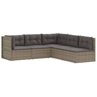 vidaXL Salon de jardin 5 pcs avec coussins Gris Résine tressée