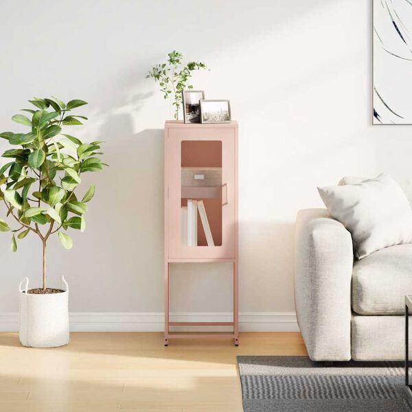 vidaXL Buffet rose 36x39x107 cm acier laminé à froid