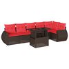 vidaXL Ensemble de canap&eacute; de jardin 7 pcs avec coussins marron r&eacute;sine tress&eacute;e