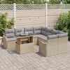 vidaXL Ensemble de canap&eacute; de jardin 9 pcs Beige Poly Rattan