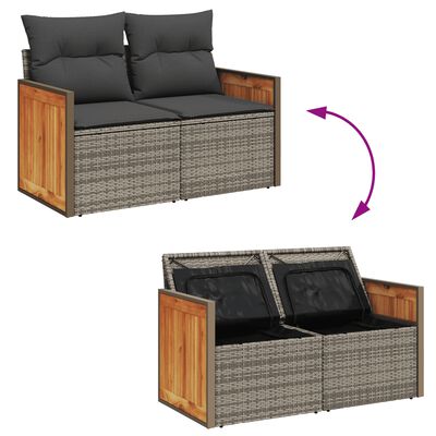 vidaXL Salon de jardin 5 pcs avec coussins gris résine tressée