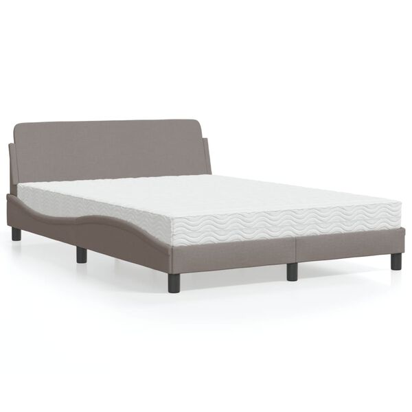vidaXL Lit avec matelas Dover taupe 140x190 cm tissu