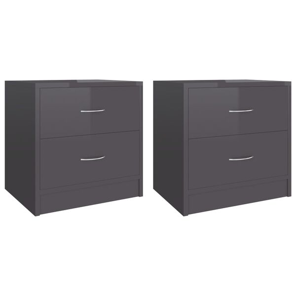 vidaXL Tables de chevet 2 pcs Gris brillant 40x30x40cm bois ing&eacute;nierie