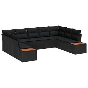 vidaXL Ensemble de canap&eacute; de jardin 9 pc Noir Poly rotin