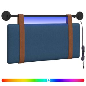 vidaXL T&ecirc;te de lit suspendue Avec lumi&egrave;re LED Bleu PU antique