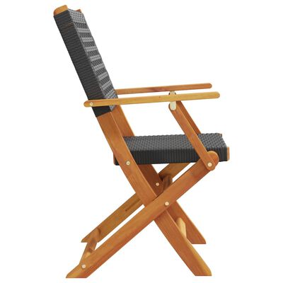 vidaXL Chaises de jardin lot de 2 noir bois massif d'acacia et rotin