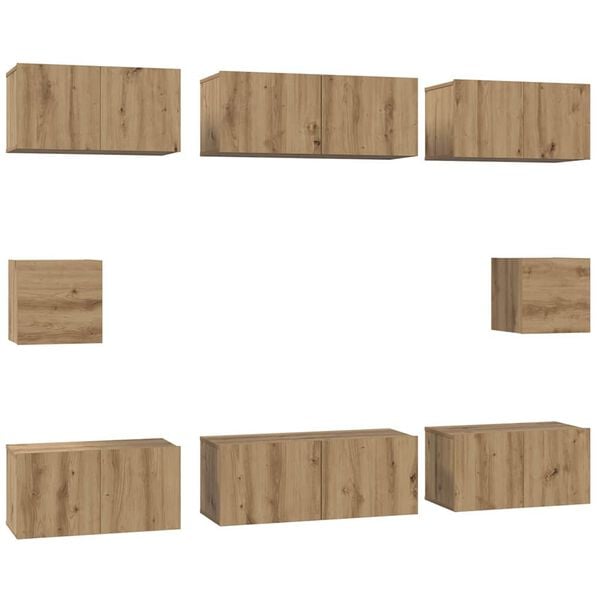 vidaXL Ensemble meuble TV 8 pcs Ch&ecirc;ne artisanal Bois d'ing&eacute;nierie