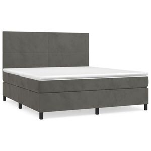 vidaXL Sommier &agrave; lattes de lit et matelas Gris fonc&eacute; 160x200cm Velours