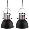 vidaXL Plafonnier m&eacute;tallique 2 pcs Hauteur r&eacute;glable Moderne Noir