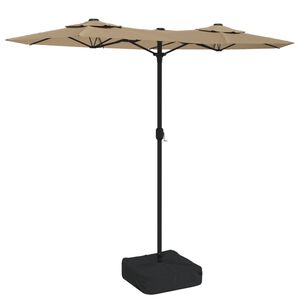 vidaXL Parasol de jardin &agrave; double t&ecirc;te avec LED taupe 316x145 cm