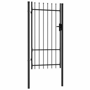 vidaXL Portail de cl&ocirc;ture BOXTEL &agrave; une porte avec pointes sup&eacute;rieures, acier 1 x 1,75 m, noir