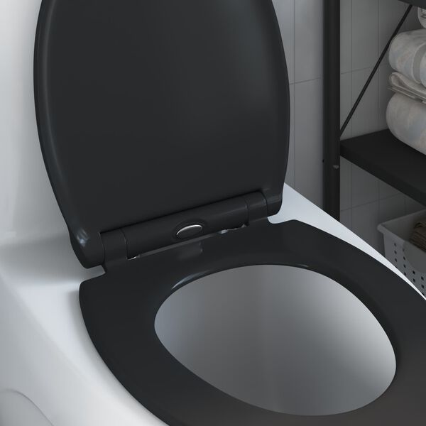 vidaXL Si&egrave;ge de toilette Noir 47 x 37,5 x 3,8 cm Duroplast