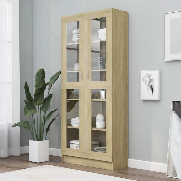vidaXL Armoire vitrine Ch&ecirc;ne sonoma 82,5x30,5x185 cm Bois ing&eacute;nierie