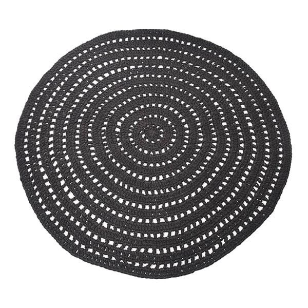 LABEL51 Tapis tricot&eacute; Coton Rond 150 cm Noir
