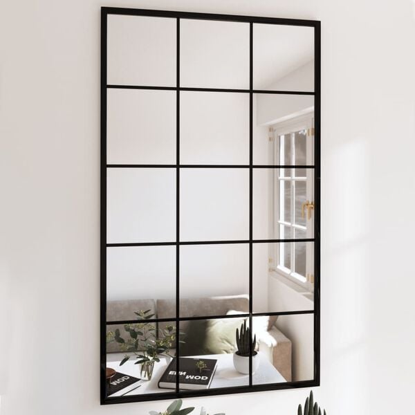 vidaXL Miroir mural noir 100x60 cm m&eacute;tal