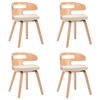 vidaXL Chaises &agrave; manger lot de 4 cr&egrave;me bois courb&eacute; et similicuir