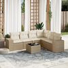 vidaXL Salon de jardin avec coussins 7 pcs beige r&eacute;sine tress&eacute;e