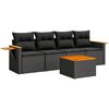 vidaXL Salon de jardin 5 pcs avec coussins noir r&eacute;sine tress&eacute;e