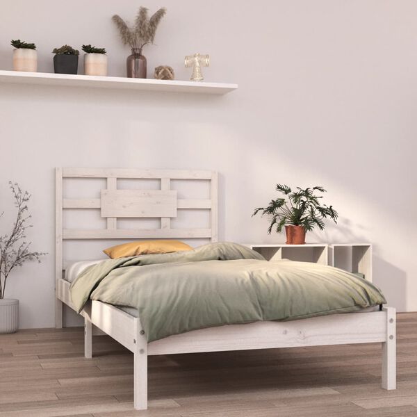 vidaXL Cadre de lit sans matelas blanc 90x190 cm bois massif