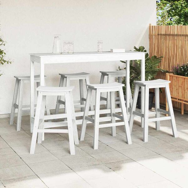 vidaXL Ensemble de bar de jardin 6 pcs Blanc HDPE