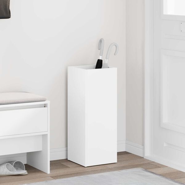 vidaXL Porte-parapluie Blanc 25 x 24,5 x 64 cm Bois d'ing&eacute;nierie