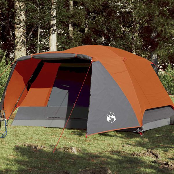vidaXL Tente de camping avec porche 4 personnes orange imperméable