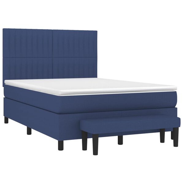 vidaXL Sommier &agrave; lattes de lit avec matelas Bleu 140x200 cm Tissu