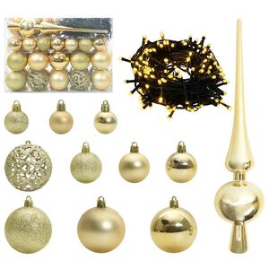 vidaXL Ensemble de Boules de No&euml;l 61 pc 150 LED Blanc chaud &Oslash; 6 cm