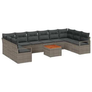 vidaXL Ensemble de canap&eacute; de jardin avec coussin 11 pcs Gris polyrotin