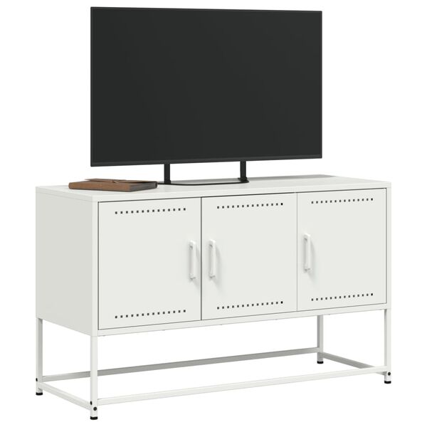 vidaXL Meuble TV blanc 100,5x39x60,5 cm acier