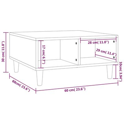 vidaXL Table basse chêne fumé 60x60x30 cm bois d'ingénierie