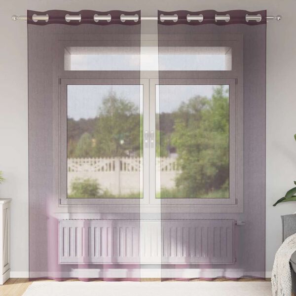 vidaXL Rideaux en voile avec &oelig;illets 2 pcs violet 140x245 cm
