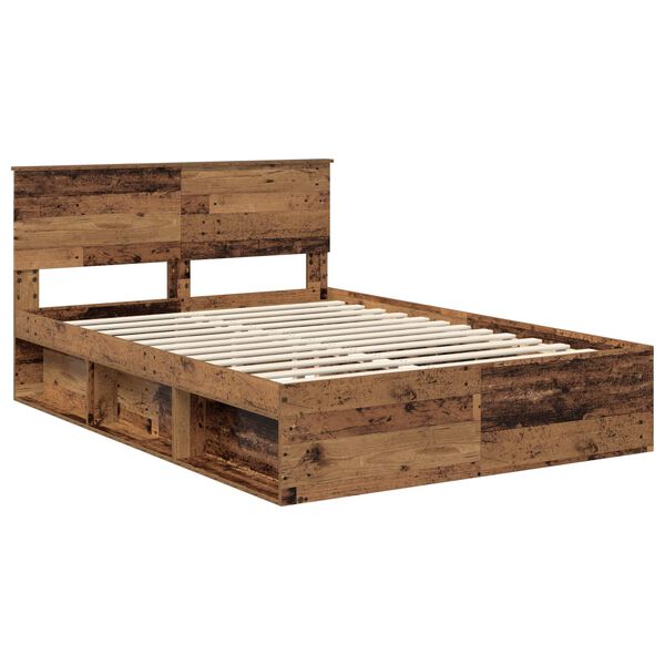 vidaXL Cadre de lit Bois ancien 140 x 190 cm Bois d'ing&eacute;nierie