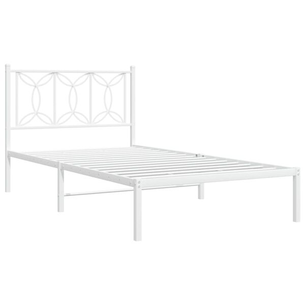 vidaXL Cadre de lit m&eacute;tal sans matelas et t&ecirc;te de lit blanc 100x200 cm