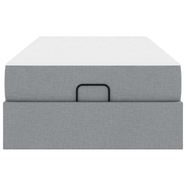 vidaXL Cadre de lit avec matelas avec matelas 2 pcs Gris clair tissu