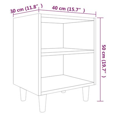 vidaXL Tables de chevet et pieds en bois 2 pcs Chêne fumé 40x30x50 cm